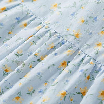 pureborn Baby Girls Woven Dress Long Sleeve Spring Fall Playwear Dresses Light Blue Florall 6-12 Months