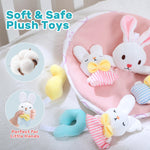 Aimafun Baby Crib Mobile for Girls with Music, Lights & Projection, Adjustable Volume, 360° Rotating Plush Crib Toys with Detachable Musical Box, Hanging Mobile for Crib, Nursery Decor