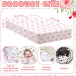 Peryiter 4 Pack Crib Sheets Girl Soft Baby Bed Sheet Set 52'' x 28" Nursery Crib Sheets for Standard Bed for Nursery Decor Baby Boys or Girls(Pink,Coquette Bow)