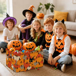 Fall Pumpkin Basket - Pumpkin Storage Bin Collapsible - Thanksgiving Room Decor Gift Basket - Black Cat Baskets Stuffer for Women - Autumn Farm Harvest Baskets for Kids Clothes, Gifts, Books, Toys