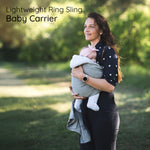 Ring Sling Baby Carrier - USA lab Tested, 100% Natural Cotton Muslin, Breathable & Ergonomic Ring Sling Dark Grey
