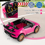 Costzon Licensed Pink Lamborghini Ride on Car, 24V 4WD 2-Seater Battery Powered Kids’ Electric Vehicles w/Remote Control, LED Lights & Music, Kids Car Toy for Boys & Girls Aged 3-8, Gift (Pink-S311)