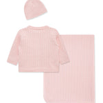 Little Me Clothes for Baby Girls' Cable Sweater and Blanket Gift Box, Baby Essentials, Shower Gift, Pink, 6 Months