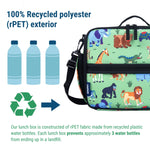 Wildkin Kids ECO rPET Insulated Lunch Box – Keeps Food Hot or Cold, Easy-Clean Lining, Mesh Pockets & BPA-Free – Boys & Girls, Ideal for School, Travel & Daycare – Wild Animals