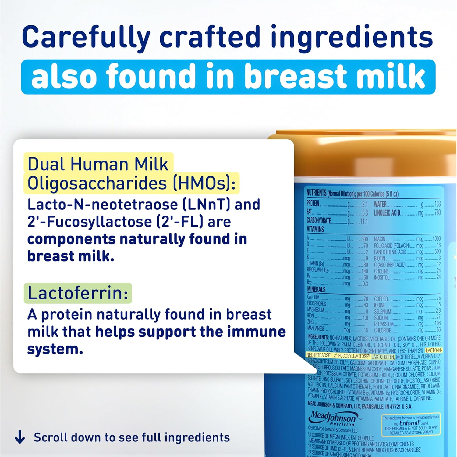 Enfamil Optimum Baby Formula, Our Closest Formula to Breast Milk, Immune-Supporting Lactoferrin also found in Breast Milk, Brain-Building DHA, 30 Oz, Pack of 4