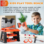 REXBETI Kids Tool Set with Box and Electronic Toy Drill, Pretend Play Kids Workbench Construction Kits, Toddler Tool Set, Birthday Gifts for Ages 3-8 Years Old
