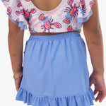 RuffleButts Girls Swim Bow Skirt Cover-Up - Periwinkle Blue, 2T/3T