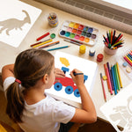 24PCS Stencils for Kids, 8 inches Large Stencils for Painting Crafts Reusable Stencil Washable Drawing Primary Shape Stencil Template for Paper Fabric Wall