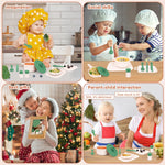 TYRY.HU 11Pcs BPA Free Kids Play Kitchen Accessories Toy, Silicone Pretend Play Food Sets,Cooking Toys Set with Pots & Pans,Pretend Cooking Toys, Montessori Learning Gifts for Toddlers 1-3,Green