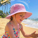 HONGTEYA Kids Sun Hat Toddler Summer UV Protection Adjustable Kids Beach Hat with Breathable Mesh for Girls 2-8 Years (US, Age, 6 Months, 24 Months, White + Pink)