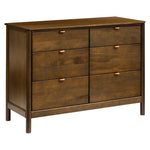 Babyletto Bondi 6-Drawer Assembled Dresser in Natural Walnut with Vegan Leather Drawer Pulls, Greenguard Gold Certified