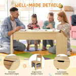5-in-1 Kids Table and Chairs, Toddler Table and Chair Set with Drawers, Convertible Craft Play Desk with Art Easel & Paper Roll Holder, Children Activity Learning Center with Storage – Nature Wood