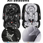 Infant Car Seat Insert with Extra Cushion for Preemie to Toddler, Reversible Newborn Carseat Insert Head Support, Fits for Stroller, Baby Swing, Rocker, Bassinets, Bouncer (Black Star)