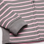 Hanes, Zippin Soft 4-way Stretch Fleece Hoodie, Babies and Toddlers, Steel/Pink Stripe, 12-18 Months