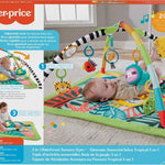 Fisher-Price Baby Playmat 3-in-1 Rainforest Sensory Gym with Music & Lights, Tummy Wedge & 5 Developmental Toys for Newborns 0+ Months