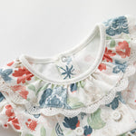 pureborn Baby Girls Bodysuit Sleeveless Bubble Romper Ruffle Collar Summer One-Piece Outfit Floral Green 9-12 Months