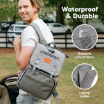 KeaBabies Baby Diaper Bag Backpack with Changing Pad - Waterproof Baby Bag for Mom and Dad, Insulated Bottle Pockets, Durable Toddler, Twin, Boy Girl Diaper Backpack for Travel, Large (Classic Gray)