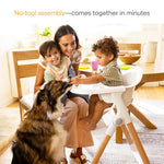 Munchkin Float Baby High Chair for Babies and Toddlers, Foldable for Easy Storage, White with Wooden Legs