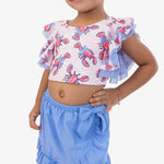 RuffleButts Girls Swim Bow Skirt Cover-Up - Periwinkle Blue, 2T/3T