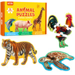 BenBen Puzzles for Toddlers 2-4,12 Animal Puzzles, 3 Levels Step-by-Step Color-Coded Jigsaw Puzzles, 48 Pieces Total, Educational Montessori Toys for Preschool Girls Boys