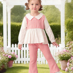 Kucnuzki 2T 3T Girl Clothes Baby Girl Fall Winter Outfits Long Sleeve Blouses Pink Polo Shirt Cute Swing Top Flare Baby Leggings Knit Pants Clothing For Kids