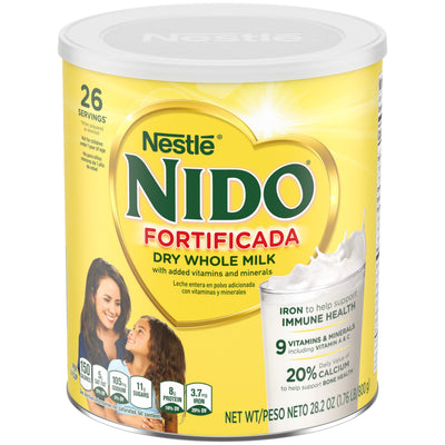 Nestle Nido dry whole milk canister on a white background