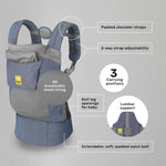 LÍLLÉbaby 3-in-1 Ergonomic CarryOn Airflow Toddler Carrier with Lumbar Support & Breathable Mesh Lining (25-60 lbs), Supportive & Comfortable, Multi-Position Carrying for Hiking & Travel (Chambray)