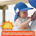SwimZip Sun Hat with Neck Flap | UPF 50+ Protection for Baby, Toddler, and Kids Navy