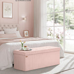 SONGMICS MAZIE Collection - Storage Ottoman Bench, Foldable Foot Rest, 15 x 43 x 15 Inches, End of Bed Bench, Storage Chest, Load 660 lb, Living Room, Bedroom, Entryway, Jelly Pink ULSF604R01