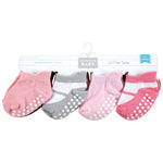 Hudson Baby Unisex Baby Non-Skid No-Show Socks, Pink Black, 12-24 Months