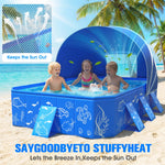2026 Kiddie Pool with Canopy,Baby Swimming Pool for Toddler,Non-Inflatable Portable Pool for Kids,Foldable Toddler Pool with Shade,Kiddie Pool for Backyard,Pop Up Baby Beach Pool 53''×40''×33''