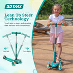Gotrax KS1 Kids Kick Scooter, LED Lighted Wheels and 3 Adjustable Height Handlebars, Lean-to-Steer & Widen Anti-Slip Deck, 3 Wheel Scooter for Boys & Girls Ages 2-8 and up to 110 Lbs (Green)