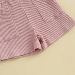 Fernvia Toddler Baby Girl Summer Clothes Sleeveless Ribbed Knitted Jumpsuit Shorts Overalls Baby One Piece Outfit (A Pink, 12-18 Months)