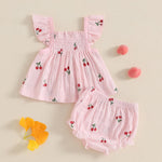 Mubineo Baby Girl Summer Clothes Cute Ruffle Tops Dress Shorts Outfits Set Infant Toddler Shrit Bloomers Princess Outfit (Pink, 6-12 Months)