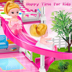Princess'Castle House for Girls, Dollhouse Playset, 3-Story 8 Rooms Playhouse with 2 Dolls Toy Figures and Furniture & Accessories, Toy Gifts for Kids 3 4 5 6 7 8 9+ Year Old