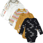 HonestBaby baby-boys 5-pack Long Sleeve Bodysuits One-piece 100% Organic Cotton for Infant Baby Boys
