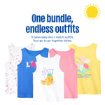 Garanimals Baby & Toddler Girl Lemon Tank Tees - Kid's Sleeveless Tank Top - Size 3-6 Months - Blue, White, Yellow, Pink - 5 Pack
