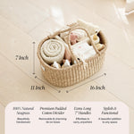 BEBE BASK Premium Baby Diaper Caddy Organizer - Artisan-Made Seagrass Basket With Cotton Divider - Award-Winning & Luxury Diaper Caddy Basket (ROSA)