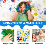 ABEIER Washable Finger Paint Kit for Toddlers, 12 Colors with Paint Tools, Safe Non-Toxic, Baby Safe Paint for Hand and Feet, Mess Free Art Supplies for Kids, DIY Crafts, Kids Gifts, Ages 3+