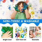 ABEIER Washable Finger Paint for Toddlers, Safe Non-Toxic, 12 x 2oz Vibrant Colors, Baby Safe Paint for Hand and Feet, Mess Free Art Supplies for Kids, Preschool Learning Gifts, Ages 1-3 4 5 6+
