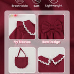 2T 3T Girl Clothes Toddler Girl Peter-Pan Collar Dress Kids Clothes Long Sleeve Ruffle Red Dress Fall Winter Baby Outfit with Cute Crossbody Bag