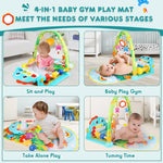 VZO Baby Gyms Play Mats, Infant Play Mat and Activity Gym, Baby Play Piano Gym Mat, Play Mats for Babies Newborns and Toddlers, Tummy Time Activity Mat Toys 0-3-6-12 Months (Dinosaur)