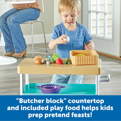 Learning Resources New Sprouts Prep ‘n’ Store Kitchen Island - Pretend Play Kitchen for Toddlers, Food Toys, Imaginative Role Play and Social Skills, Grocery Playset, Gifts for Boys and Girls