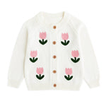 Simplee kids Baby Sweater Beige Girl Sweater Knitted Cardigan for Toddler 1-9Years Spring Kids Solid Jacket Beige