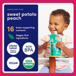 Cerebelly Organic Baby Food Pouches, Spinach Strawberry Dairy-Free Smoothies, 16 Nutrients, No Added Sugar, Fiber & Non-GMO, 4oz, 12 Pack