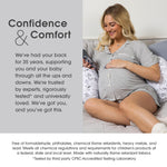 Boppy Side Sleeper Pregnancy Pillow, Gray Falling Leaves, Portable, Supportive Pregnancy Pillows for Sleeping on Your Side, Stay-Put Design with Stretchy Center Panel That Grows with Your Bump