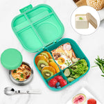 Aimsnk Bento Lunch Box for Kids with 12oz Soup Thermo,4 Compartments Lunch Box Containers Kids, Includes Foldable Spoon &Sauce Jar, BPA Free&Leak proof,Insulated Food Jar for Travel,School,Picnic