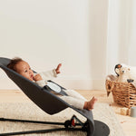 BabyBjörn Bouncer Balance Soft, Cotton/Jersey, Dark Gray/Gray 2-in-1 Adjustable Baby Bouncer Seat and Toddler Chair, Newborn to Toddler (8-29 lbs), 4 Positions, Lightweight & Portable