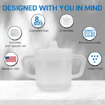 Providence Spillproof Compact 8oz Adult Sippy Cup with 2 Handles - Sip Cups for Adults for Limited Mobility - Handicapped Accessories - Handicap Cups for Elderly Care - Made in the USA - Ckear - 6