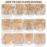 Mama Koala 3.0 Pocket Cloth Diapers for Babies with AWJ Lining, 6 Pack with 6 4-Layer Natural Cloth Diaper Inserts - Reusable and Washable Pocket Diapers(Simply Neutrals)